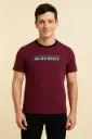 Allen Solly Men Greaphic print crew neck pure cotton maroon T-shirt.