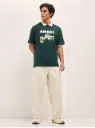 Men round neck pure cotton green T-Shirt